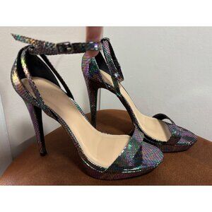 CHARLOTTE RUSSE STILETTO HIGH HEELS METALLIC SNAKESKIN PLATFORM WOMENS SIZE 9